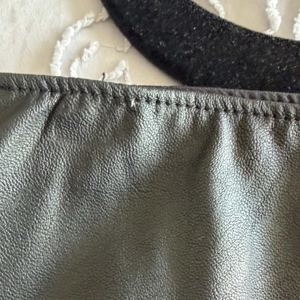 Abercrombie & Fitch Vegan Leather Ruched Mini Skirt size larger - Picture 8 of 8